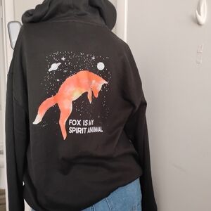 Black Hoodie with Fox Design